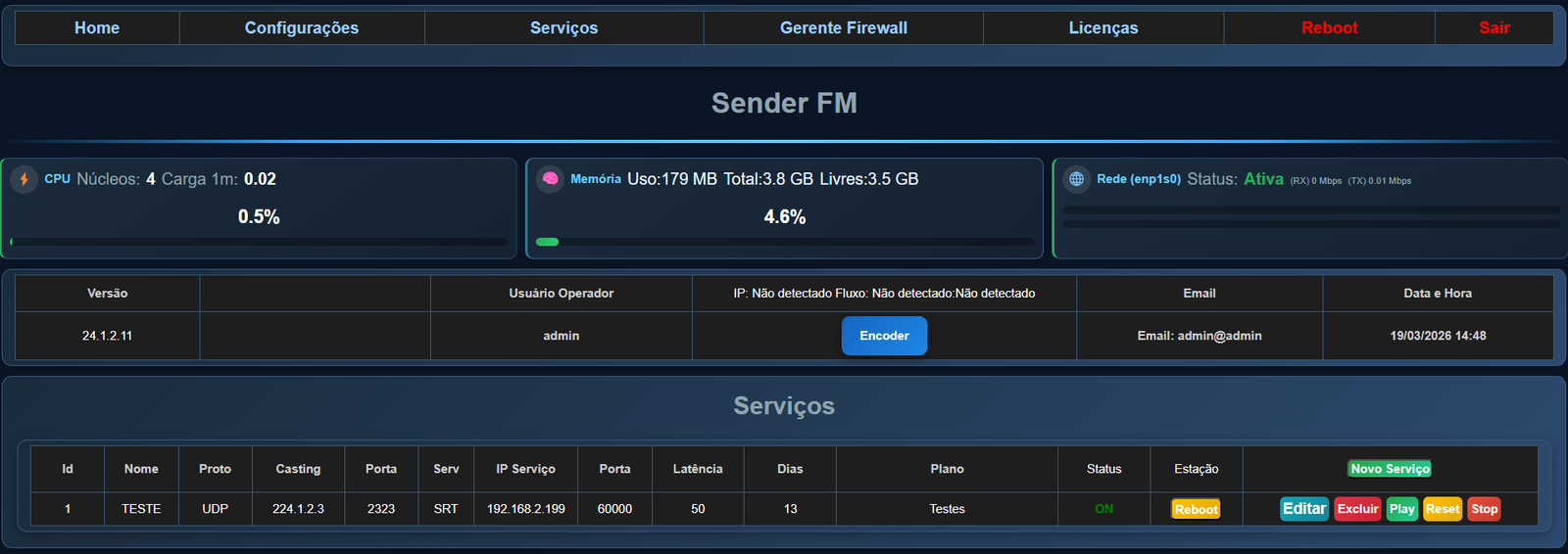 Interface Sender Light FM
